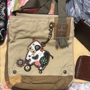 Tan and Brown Shoulder Bag with Whimsical Panda Accent